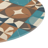 Dunkelblaues, Türkis, Braun und Beiges geometrisch Schneidebrett (Ecke)