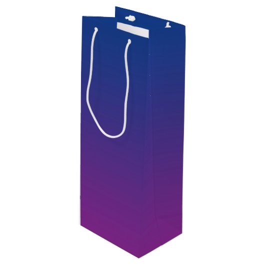 Dunkelblaues u. lila Ombre Geschenktüte Für Weinflaschen (Vorderseite Schrägansicht)