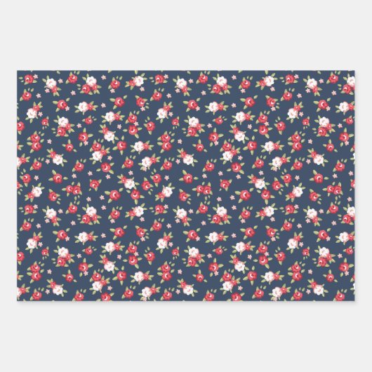 Dunkelblaues Umhüllungspapier - Flachblatt 3 Teile Geschenkpapier Set (Vorderseite 2)