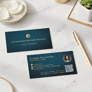 Dunkelblaues und goldenes Monogramm, elegantes Not Visitenkarte
