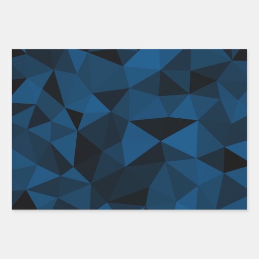 Dunkelblaues und schwarzes geometrisches Maschenmu Geschenkpapier Set (Vorderseite 3)