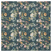 Dunkelblaues Vintage-Gartenblumenmuster Stoff (Muster)