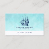 Dunkelblaues Vintages Segelboot Visitenkarte (Vorderseite)