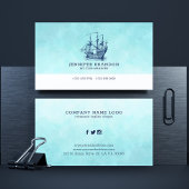 Dunkelblaues Vintages Segelboot Visitenkarte