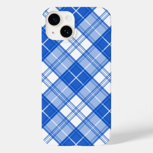 Dunkelblaues weißes Tartan Muster yxm0uat9 diagona Case-Mate iPhone Hülle (Rückseite)