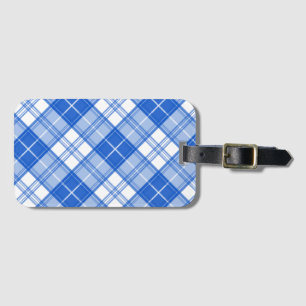 Dunkelblaues weißes Tartan Muster yxm0uat9 diagona Gepäckanhänger