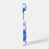 Dunkelblaues weißes Tartan Muster yxm0uat9 diagona iPhone Hülle (Linke Seite)