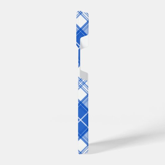 Dunkelblaues weißes Tartan Muster yxm0uat9 diagona iPhone Hülle (Linke Seite)