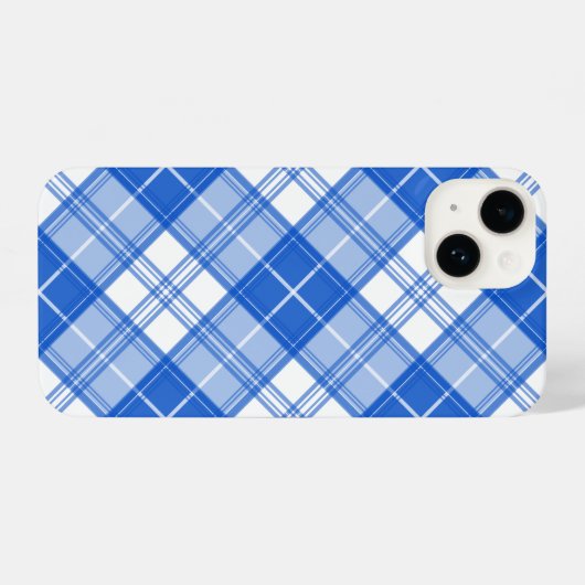 Dunkelblaues weißes Tartan Muster yxm0uat9 diagona iPhone Hülle (Rückseite (Horizontal))