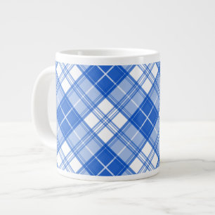 Dunkelblaues weißes Tartan Muster yxm0uat9 diagona Jumbo-Tasse