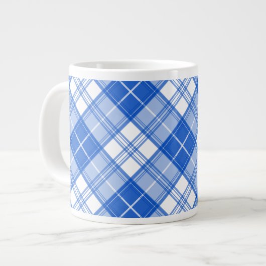 Dunkelblaues weißes Tartan Muster yxm0uat9 diagona Jumbo-Tasse (Vorderseite Links)