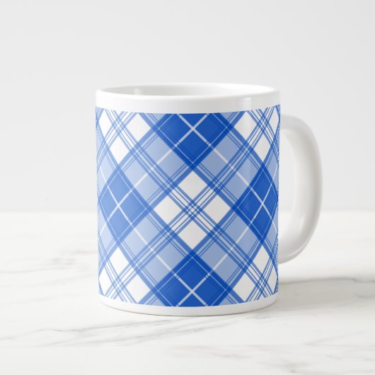Dunkelblaues weißes Tartan Muster yxm0uat9 diagona Jumbo-Tasse (Vorderseite Rechts)