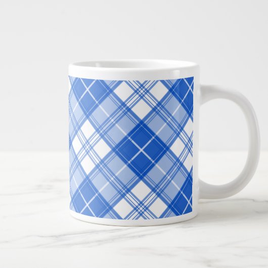Dunkelblaues weißes Tartan Muster yxm0uat9 diagona Jumbo-Tasse (Rechts)