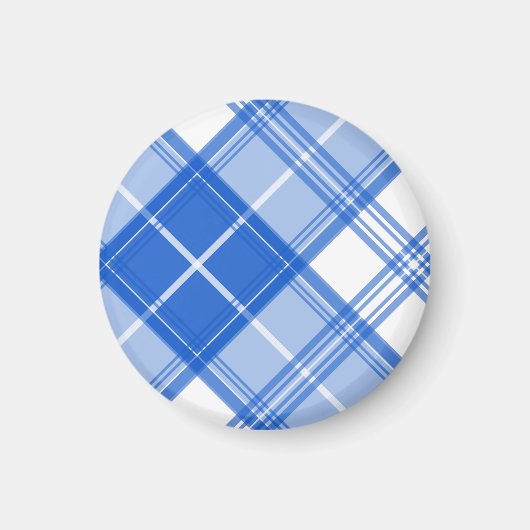 Dunkelblaues weißes Tartan Muster yxm0uat9 diagona Magnet (Vorne)