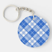 Dunkelblaues weißes Tartan Muster yxm0uat9 diagona Schlüsselanhänger (Vorderseite)