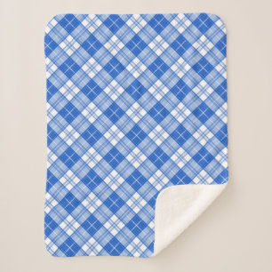 Dunkelblaues weißes Tartan Muster yxm0uat9 diagona Sherpadecke