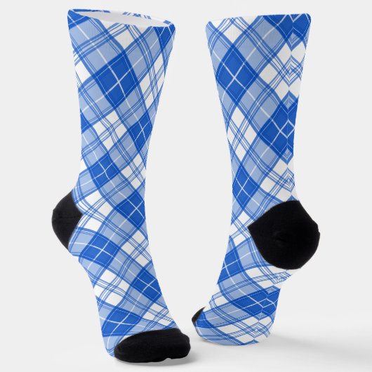 Dunkelblaues weißes Tartan Muster yxm0uat9 diagona Socken (Gewinkelt)