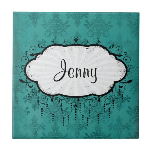 dunkelblaugrüner Staudamm Fliese (Vorderseite)