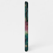 Dunkelblaugrünes Rosa Lila Milchstraßengalaxie iPhone Hülle (Linke Seite)