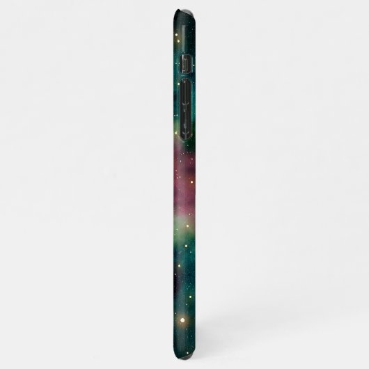Dunkelblaugrünes Rosa Lila Milchstraßengalaxie iPhone Hülle (Linke Seite)