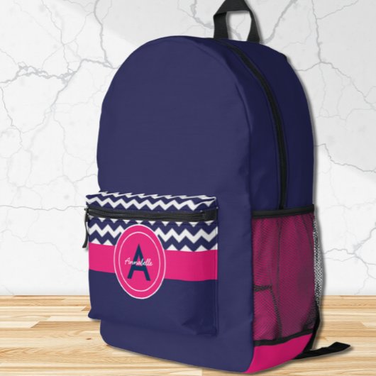Dunkelblaurosa Zickzack Bedruckter Rucksack