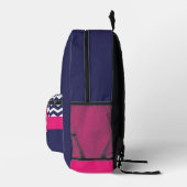 Dunkelblaurosa Zickzack Bedruckter Rucksack (Rechts)