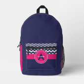 Dunkelblaurosa Zickzack Bedruckter Rucksack (Vorderseite)