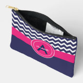 Dunkelblaurosa Zickzack Zubehörtasche (Offen)