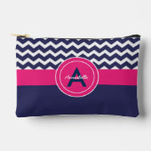 Dunkelblaurosa Zickzack Zubehörtasche (Vorderseite)