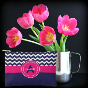 Dunkelblaurosa Zickzack Zubehörtasche