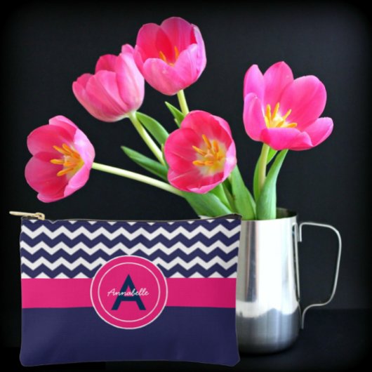Dunkelblaurosa Zickzack Zubehörtasche