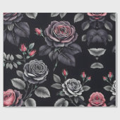 Dunkelblush-Rose Blumendesign Geschenkpapier (Flach)