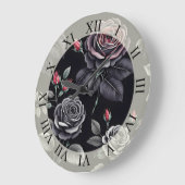 Dunkelblush-Rose Blumendesign Große Wanduhr (Winkel)