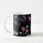Dunkelblush-Rose Blumendesign Kaffeetasse (Links)