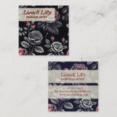 Dunkelblush-Rose Blumendesign Quadratische Visitenkarte (Vorne/Hinten)