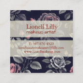 Dunkelblush-Rose Blumendesign Quadratische Visitenkarte (Rückseite)