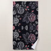 Dunkelblush-Rose Blumendesign Strandtuch (Vorderseite)