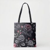 Dunkelblush-Rose Blumendesign Tasche (Vorderseite)