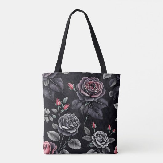 Dunkelblush-Rose Blumendesign Tasche (Rückseite)