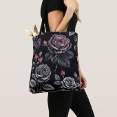 Dunkelblush-Rose Blumendesign Tasche (Von Nahem)