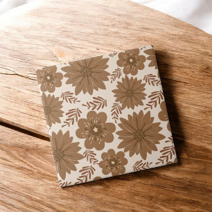 Dunkelbraun Beige Floral Erdig Botanischer Spritzs Fliese