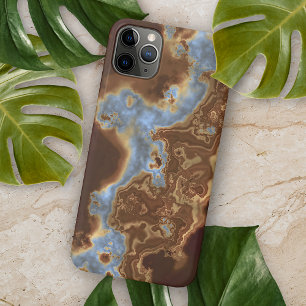 Dunkelbraun Beige Grau Blau Geode Marmor Kunst iPhone 16 Pro Max Hülle