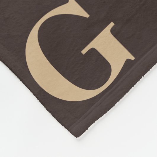 Dunkelbraun-Beige-Tan-Monogramm-Muster Fleecedecke (Ecke)