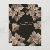 Dunkelbraun & Bronze-Blätter Rustikal Save the Dat Ankündigungspostkarte (Vorne/Hinten)