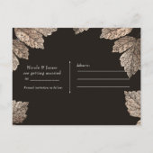 Dunkelbraun & Bronze-Blätter Rustikal Save the Dat Ankündigungspostkarte (Rückseite)