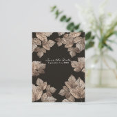 Dunkelbraun & Bronze-Blätter Rustikal Save the Dat Ankündigungspostkarte (Stehend Vorderseite)