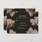 Dunkelbraun & Bronze-Blätter Rustikale Fall-RSVP-K RSVP Karte (Vorne/Hinten)