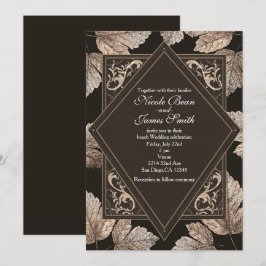 Dunkelbraun & Bronze Blätter Rustikale Herbsteinla Einladung