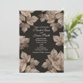 Dunkelbraun & Bronze Blätter Rustikale Herbsteinla Einladung (Stehend Vorderseite)