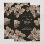 Dunkelbraun & Bronze Blätter Rustikale Herbsteinla Einladung (Vorne/Hinten)